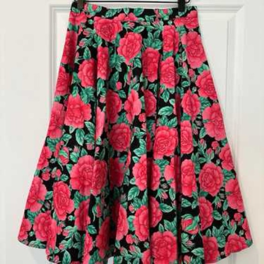 Hell Bunny Rose Floral Pinup Skirt